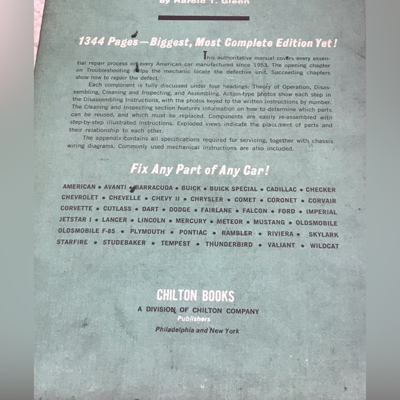 Vintage Glenn's Auto Repair Manual Every American Car 1953 to 1965 Chilton Book - Picture 16 of 16